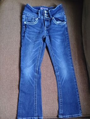 Girls' Dark Blue Stretch Bootcut Jeans